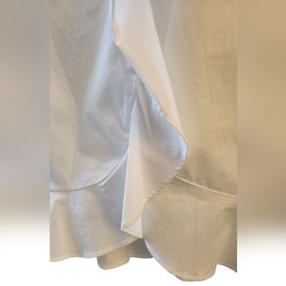 Banana Republic Top Blouse Ruffle Sleeveless Cotton BOHO White Peplum Babydoll S - Picture 5 of 11
